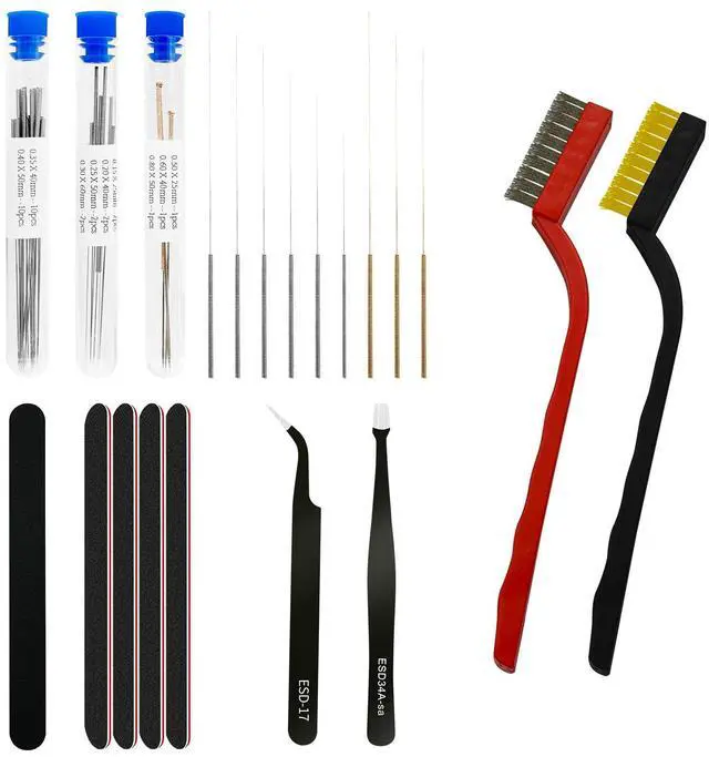 Main image of 3D Printer Nozzle Cleaner Kit, 9 Sizes of Nozzle Cleaning Needles with Hot end Brush 3D Model Sanding Strips 40 Pcs 3D Printer Tool kit