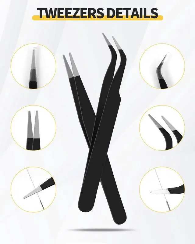 Alt view image 3 of 7 - 3D Printer Nozzle Cleaning Kit - 50 PCS 0.2/0.25/0.3/0.35/0.4 mm Stainless Steel Nozzle Cleaning Needles, 2 Types Sophisticated Tweezers and Copper Wire Cleaning Brush for 3D Printer Accessory