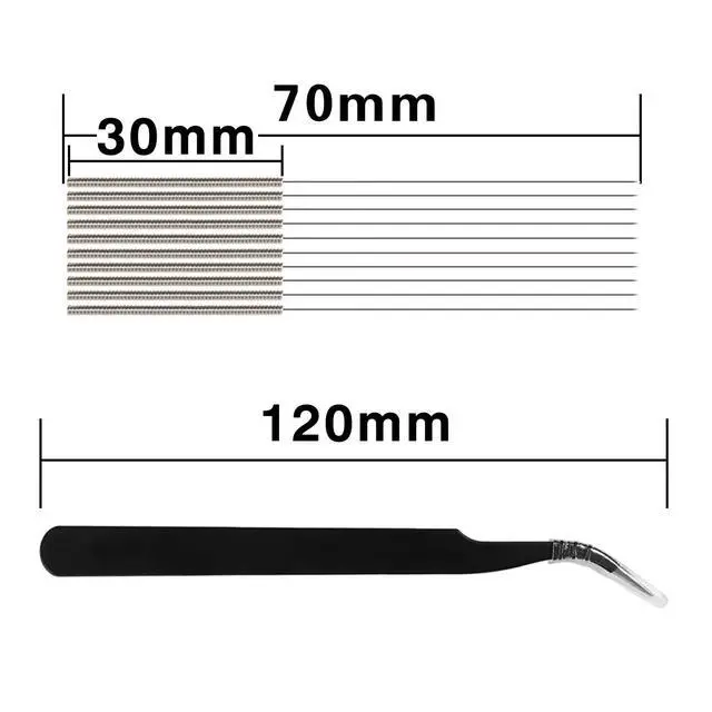 Alt view image 3 of 7 - 12 Pcs 3D Printer Nozzle Cleaning Kit - 10 Pcs 0.4mm Needles Cleaner and 1 Pcs Tweezers Cleaner, Stainless Steel Nozzle Cleaning Tool Kit