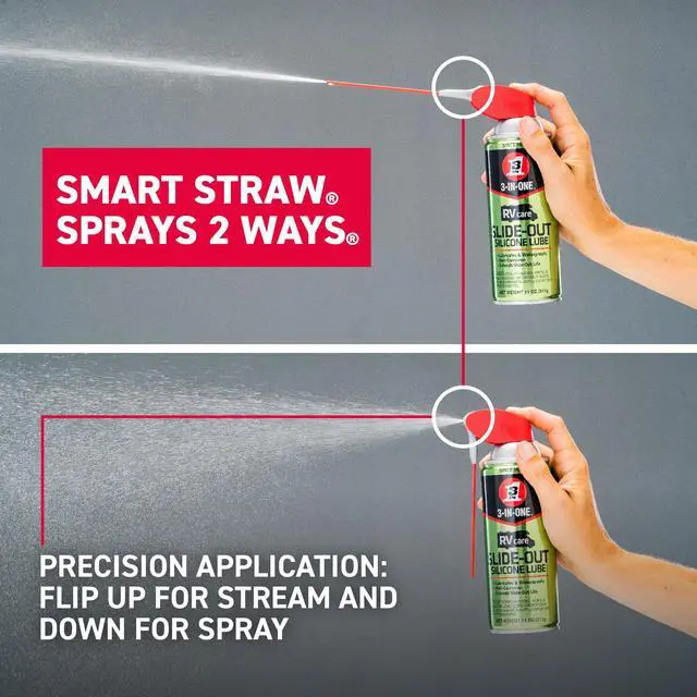 Alt view image 3 of 7 - RVcare Slide-Out Silicone Lube with Smart Straw Sprays 2 Ways, 11 OZ