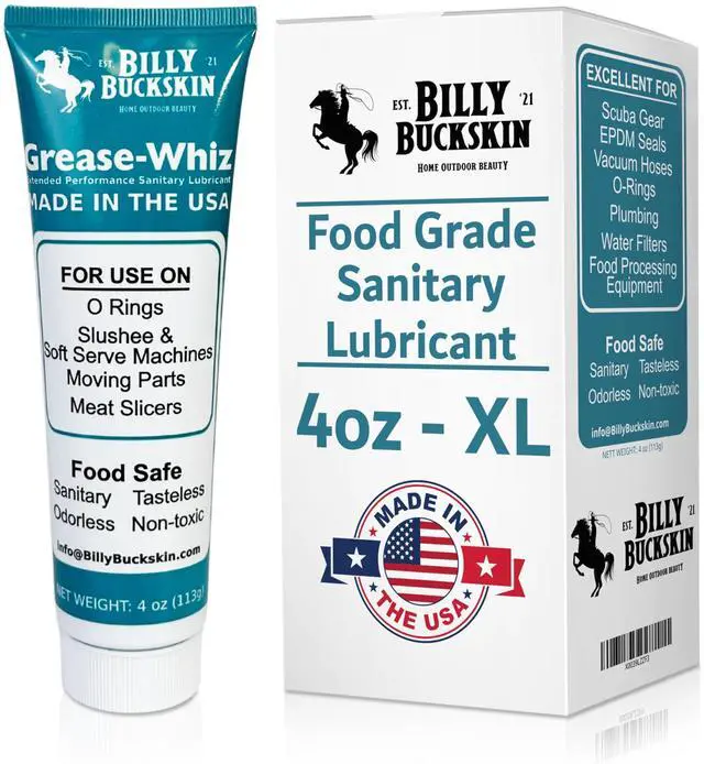 Main image of Grease-Whiz Food Grade Grease Lubricant 4oz - Food Grade Lubricant for Meat Slicer, Ice Cream, Slushee Machine, Beer Kegs, Pools, O Rings - Grease for Commercial & Domestic Use