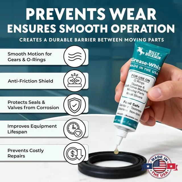 Alt view image 3 of 7 - Grease-Whiz Food Grade Grease Lubricant 4oz - Food Grade Lubricant for Meat Slicer, Ice Cream, Slushee Machine, Beer Kegs, Pools, O Rings - Grease for Commercial & Domestic Use