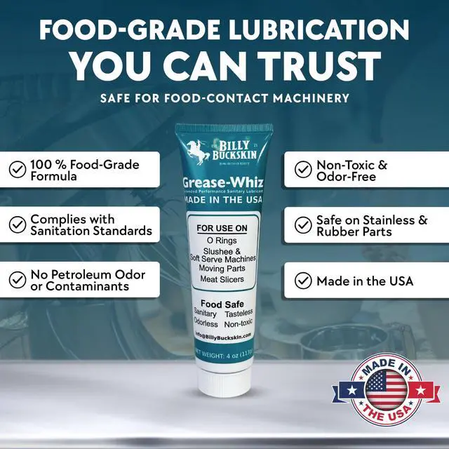 Alt view image 2 of 7 - Grease-Whiz Food Grade Grease Lubricant 4oz - Food Grade Lubricant for Meat Slicer, Ice Cream, Slushee Machine, Beer Kegs, Pools, O Rings - Grease for Commercial & Domestic Use