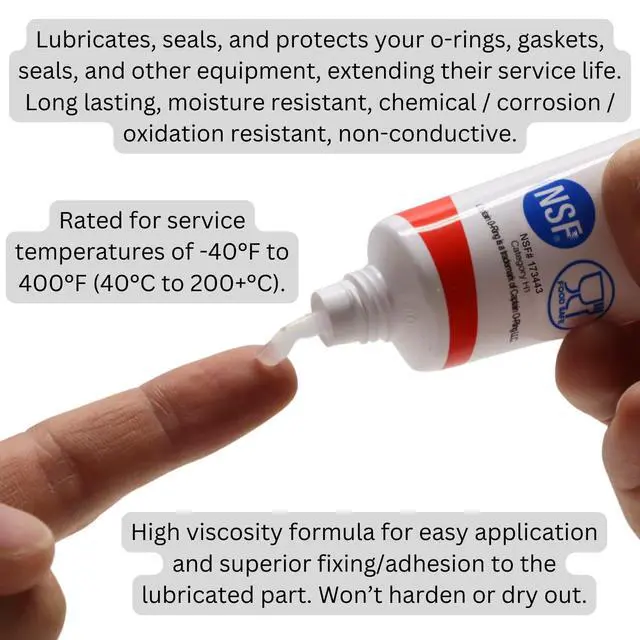 Alt view image 3 of 6 - NSF Food Grade Silicone Lubricant Grease for O-Rings, Seals, Gaskets, Pumps, Pool Spa, Plumbing, Faucets, Valves, More (1.76oz, 50g)