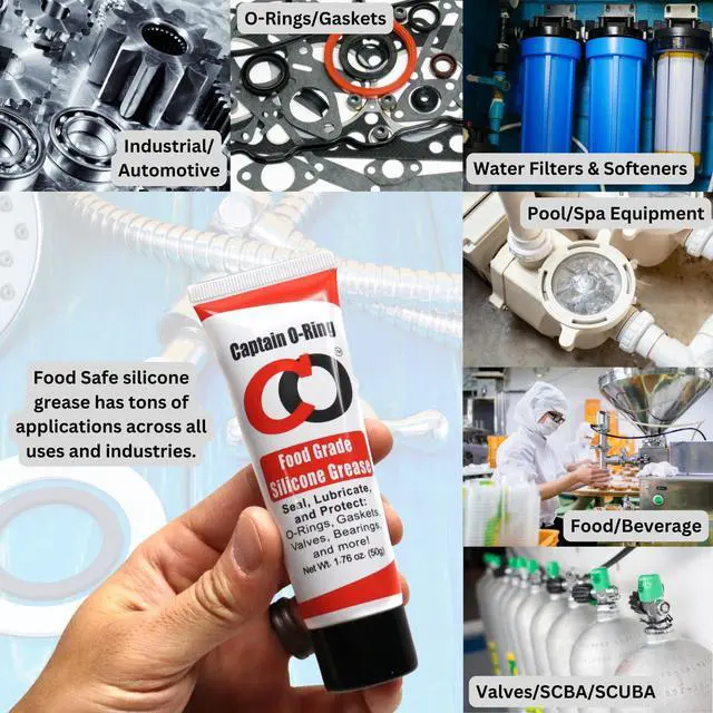 Alt view image 2 of 6 - NSF Food Grade Silicone Lubricant Grease for O-Rings, Seals, Gaskets, Pumps, Pool Spa, Plumbing, Faucets, Valves, More (1.76oz, 50g)
