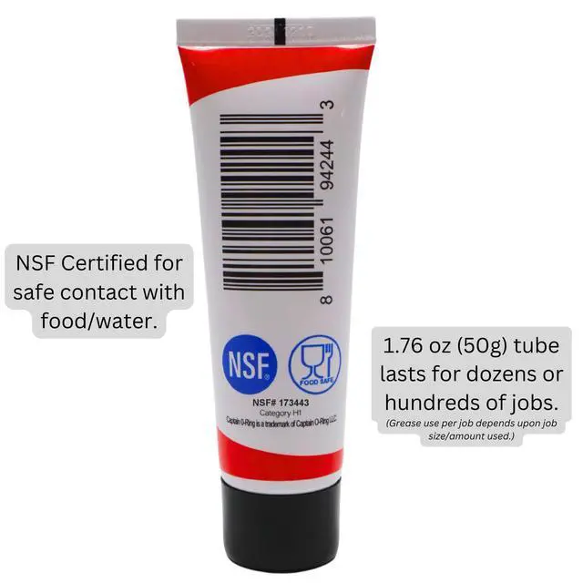 Alt view image 5 of 6 - NSF Food Grade Silicone Lubricant Grease for O-Rings, Seals, Gaskets, Pumps, Pool Spa, Plumbing, Faucets, Valves, More (1.76oz, 50g)