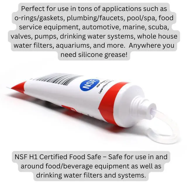 Alt view image 4 of 6 - NSF Food Grade Silicone Lubricant Grease for O-Rings, Seals, Gaskets, Pumps, Pool Spa, Plumbing, Faucets, Valves, More (1.76oz, 50g)