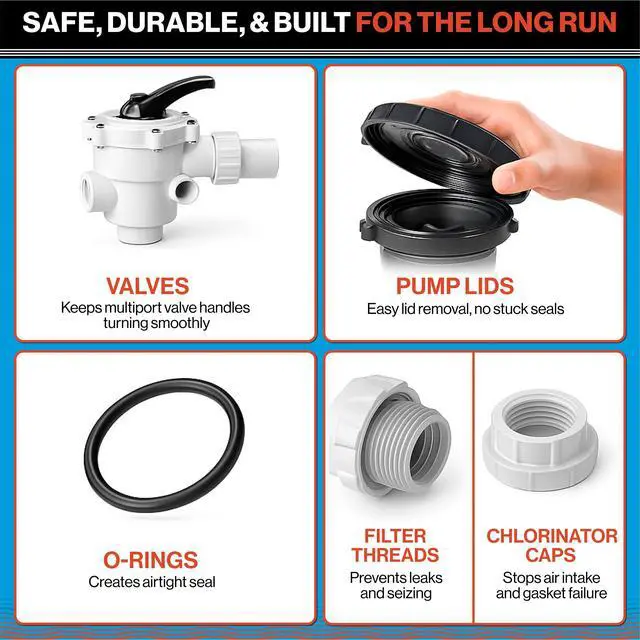 Alt view image 4 of 7 - PTFE Lube 5oz - PFAS-Free Food-Grade Ceramic PTFE Grease for Pool Equipment, Plumbing Fixtures, RV Toilets, Marine Systems & Machinery - Waterproof Long-Lasting Multipurpose Grease - 1 Pack