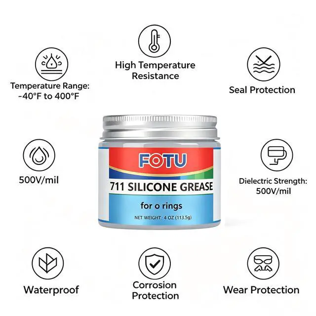 Alt view image 2 of 6 - 711 100% Silicone Dielectric Grease Waterproof Multi-Purpose Lubricant for Plumbing Automotive O-Rings Electrical Connectors (4 Oz, 1-Pack)