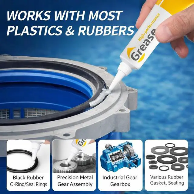 Alt view image 4 of 6 - 2oz Silicone Grease Lubricant for O-Rings, Plumbing, Faucet, Waterproof Multi-Purpose Silicone Grease for Rubber Seals, Gaskets, Water Filter, Pool Equipment, Appliance Maintenance