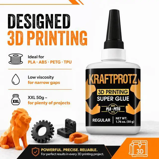 Alt view image 2 of 7 - 3D Printer Super Glue Thin for PLA, ABS, PETG, TPU & Nylon 1.76 oz XXL Capillary Action, Ultra Fast-Drying & Clear Perfect for Resin, RC Parts, Cracks & Fine Detail Fixes