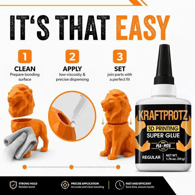 Alt view image 3 of 7 - 3D Printer Super Glue Thin for PLA, ABS, PETG, TPU & Nylon 1.76 oz XXL Capillary Action, Ultra Fast-Drying & Clear Perfect for Resin, RC Parts, Cracks & Fine Detail Fixes