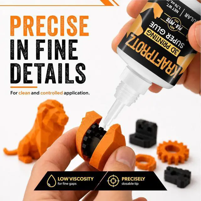 Alt view image 6 of 7 - 3D Printer Super Glue Thin for PLA, ABS, PETG, TPU & Nylon 1.76 oz XXL Capillary Action, Ultra Fast-Drying & Clear Perfect for Resin, RC Parts, Cracks & Fine Detail Fixes