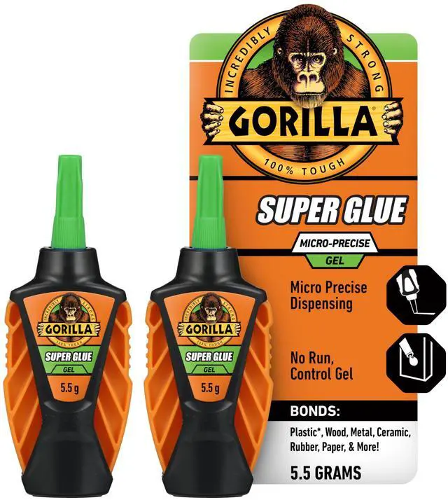 Main image of Micro Precise Super Glue Gel, Cyanoacrylate Glue, Fast Setting, Precise Dispensing Tool, Anti-Clog Cap, Clear, 5.5g, (Pack of 2)