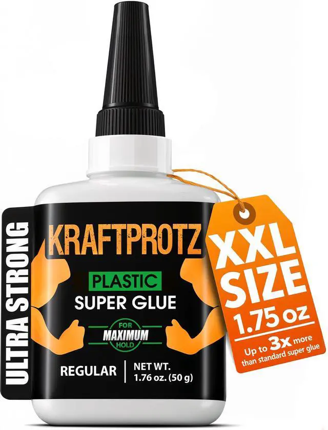 Main image of Plastic Super Glue Liquid 1.76 oz XXL for Cracks in PVC, ABS, Acrylic & Rigid Plastics Fast-Drying CA Bond for Models, Miniatures & Components Thin Cyanoacrylate