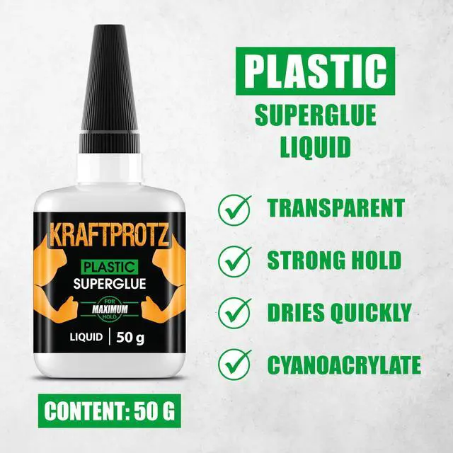 Alt view image 3 of 6 - Plastic Super Glue Liquid 1.76 oz XXL for Cracks in PVC, ABS, Acrylic & Rigid Plastics Fast-Drying CA Bond for Models, Miniatures & Components Thin Cyanoacrylate