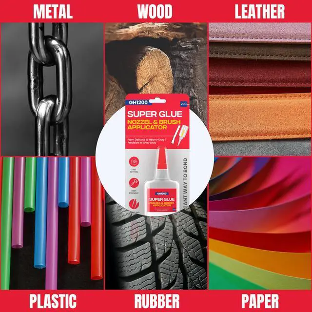 Alt view image 4 of 7 - (2-in-1) Super Glue with Brush Applicator & Nozzle, Mess Free Superglue Brush, Instant Never Dries, 3000 CPS Ca Glue, No Stain Clear Glue, Super Glue for Plastic, Rubber & More