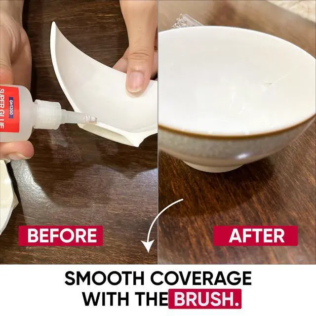 Alt view image 5 of 7 - (2-in-1) Super Glue with Brush Applicator & Nozzle, Mess Free Superglue Brush, Instant Never Dries, 3000 CPS Ca Glue, No Stain Clear Glue, Super Glue for Plastic, Rubber & More