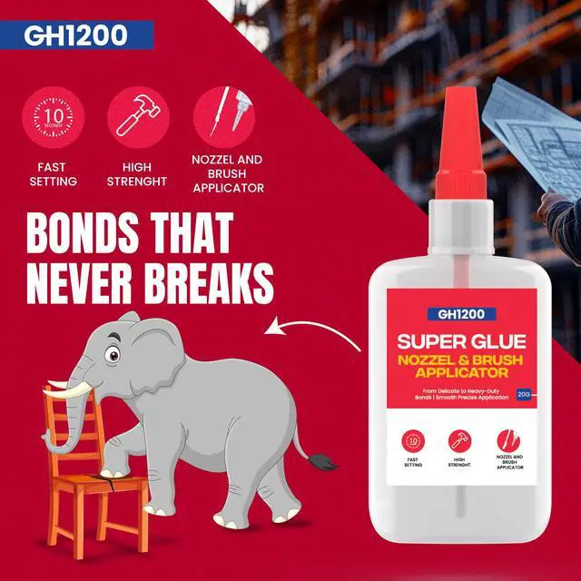 Alt view image 6 of 7 - (2-in-1) Super Glue with Brush Applicator & Nozzle, Mess Free Superglue Brush, Instant Never Dries, 3000 CPS Ca Glue, No Stain Clear Glue, Super Glue for Plastic, Rubber & More
