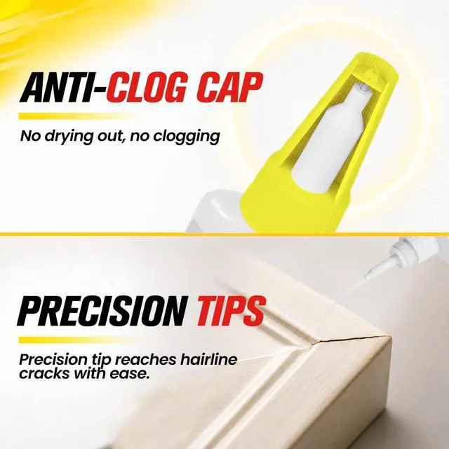 Alt view image 5 of 7 - Thick Super Glue Gap Filling CA Glue for Wood Furniture Shoes Ceramic Plastic Glass Leather Metal Model, All Purpose Superglue for Woodworking, Crafts and Repairs, Clear Instant Cyanoacrylate Adhesive