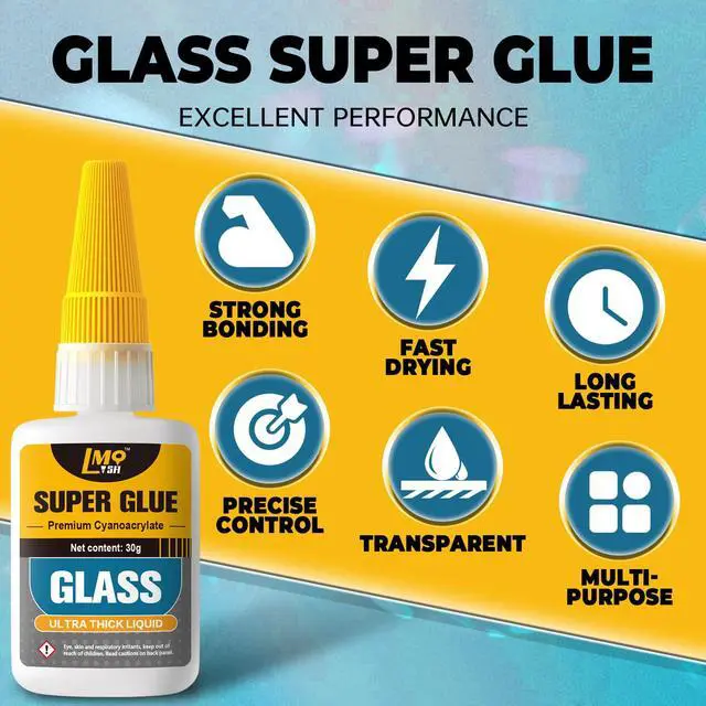 Alt view image 2 of 7 - Glass Super Glue Liquid, Clear Instant Cyanoacrylate Adhesives for Glass Repair, All Purpose CA Glue for Shoe Ceramic Plastic Leather Model Metal Wood Pottery Aquarium Porcelain Stone, Thick