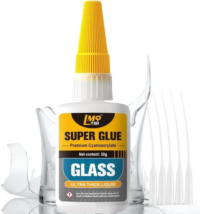 Main image of Glass Super Glue Liquid, Clear Instant Cyanoacrylate Adhesives for Glass Repair, All Purpose CA Glue for Shoe Ceramic Plastic Leather Model Metal Wood Pottery Aquarium Porcelain Stone, Thick