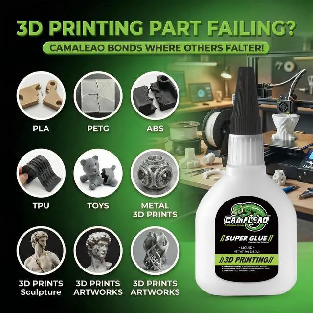 Alt view image 2 of 7 - 3D Printing Super CA Glue 1oz +1g Kit, Quick-Fix Clear Glue for PLA ABS PETG TPU, High Strength Instant Cyanoacrylate Adhesive for DIY Craft, Hobby Model, Vertical Surfaces