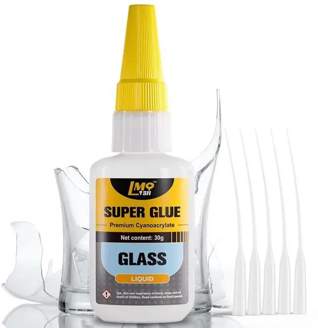 Main image of Glass Super Glue Clear 30 Gram, Thin Superglue Repair Crafts Acrylic Plexiglass Glasses Bowls Heavy Duty, All Purpose Instant Waterproof Cyanoacrylate Adhesive Bonding Between Glass and Others