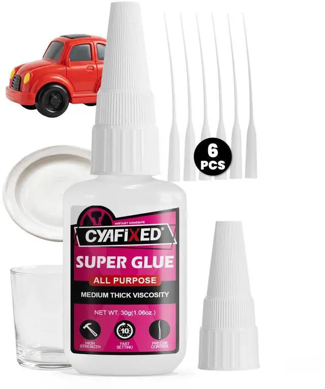 Main image of Super Glue Liquid, Instant Clear Cyanoacrylate Medium Thick Viscosity Adhesive, Food Safe CA Glue For Shoe Repair Leather Ceramic Plastic Glass Metal Wood Aquarium Porcelain Rubber Pottery Model Craft