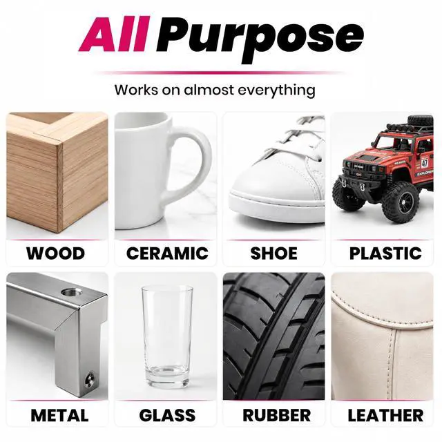 Alt view image 6 of 6 - Super Glue Liquid, Instant Clear Cyanoacrylate Medium Thick Viscosity Adhesive, Food Safe CA Glue For Shoe Repair Leather Ceramic Plastic Glass Metal Wood Aquarium Porcelain Rubber Pottery Model Craft