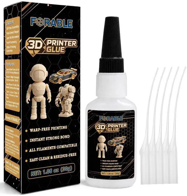 Main image of 3D Printer Super Glue for PLA, ABS, PETG, TPU & Nylon, Clear CA Glue
