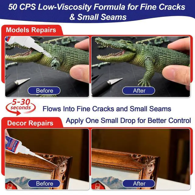 Alt view image 3 of 7 - Super Glue Kit, 1.06 fl oz Liquid CA Glue with Anti-Clog Cap and Tips