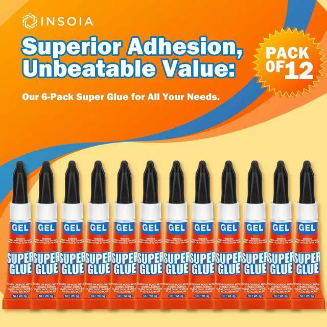 Alt view image 3 of 7 - Super Glue Gel Clear Non-Drip, 12 X 3g All Purpose Strong Adhesive Ca Glue Quick Dry Instant Glue for Plastic, Metal, Ceramic, Shoe, Wood, Leather, Model, Aquarium, Rhinestone, Jewelry and DIY Crafts