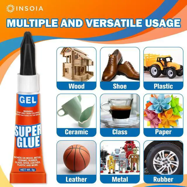 Alt view image 4 of 7 - Super Glue Gel Clear Non-Drip, 12 X 3g All Purpose Strong Adhesive Ca Glue Quick Dry Instant Glue for Plastic, Metal, Ceramic, Shoe, Wood, Leather, Model, Aquarium, Rhinestone, Jewelry and DIY Crafts