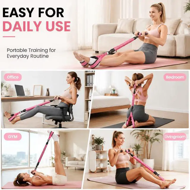 Alt view image 5 of 7 - Upgraded Pedal Resistance Band with Handle,3 Tube Adjustable Resistance Bands(35/70/105 lbs),Foot Pedal Resistance Band for Abdomen,Core,Arm,Legs,Body,Resistance Bands for Women & Men