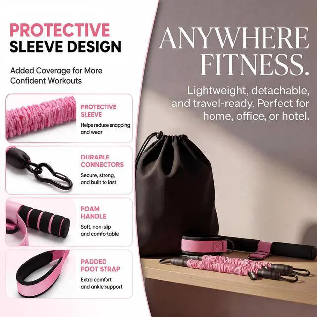 Alt view image 7 of 7 - Upgraded Pedal Resistance Band with Handle,3 Tube Adjustable Resistance Bands(35/70/105 lbs),Foot Pedal Resistance Band for Abdomen,Core,Arm,Legs,Body,Resistance Bands for Women & Men
