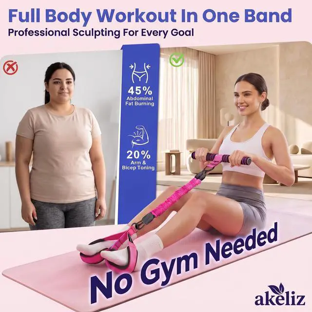 Alt view image 2 of 6 - Pedal Resistance Band with Handle, 3 Tube Adjustable Foot Pedal Resistance Bands for Abs, Core, Arm, Leg, Sit Up Exercise Equipment for Women Men, Multifunction Tension Rope Home Workout (Pink)