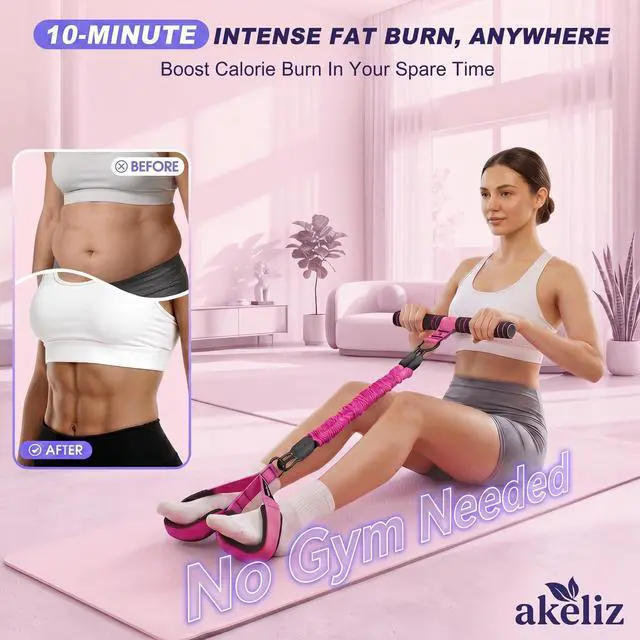 Alt view image 5 of 6 - Pedal Resistance Band with Handle, 3 Tube Adjustable Foot Pedal Resistance Bands for Abs, Core, Arm, Leg, Sit Up Exercise Equipment for Women Men, Multifunction Tension Rope Home Workout (Pink)