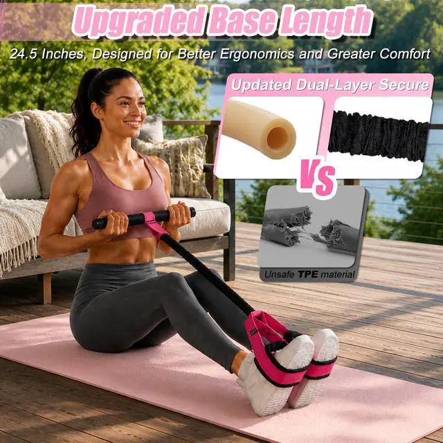 Alt view image 3 of 7 - Upgraded Pedal Resistance Band with Handles, 55LBS Multifunctional Soft Foot Pedal Exercise Bands with Handles for Core, Abs, Legs, Waist, Arms. Sit Up Workout Bands for Women Home Gym.