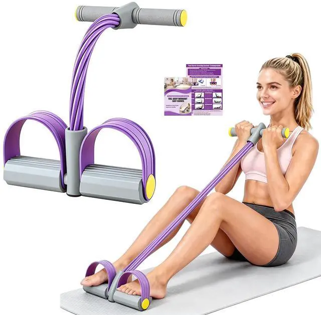 Main image of Multifunction Foot Pedal Resistance Bands with Handles, 6-Tube Elastic Yoga Exercise Bands, Home Gym Workout Equipment for Women & Men to Abs, Core, Leg, Arm, Waist StretchingPurple-Grey