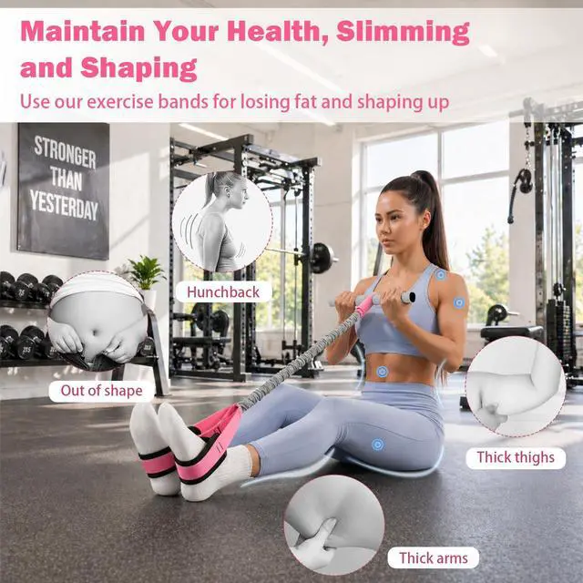 Alt view image 3 of 7 - Upgraded Pedal Resistance Bands with Handle, 55 LBS Exercise Bands Thickened Latex Tubes Ideal for Women and Men, Sit Up Exercise Equipment for Abdomen, Waist, Arm, Core/ABS, Leg, Physical Therapy