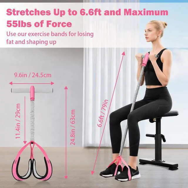 Alt view image 6 of 7 - Upgraded Pedal Resistance Bands with Handle, 55 LBS Exercise Bands Thickened Latex Tubes Ideal for Women and Men, Sit Up Exercise Equipment for Abdomen, Waist, Arm, Core/ABS, Leg, Physical Therapy