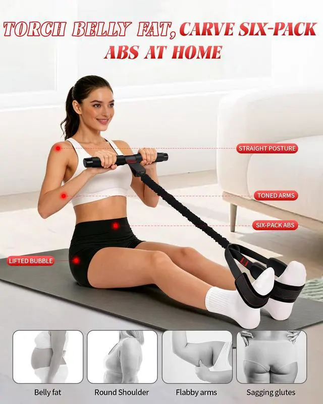 Alt view image 3 of 7 - Pedal Resistance Bands with Handles, 2026 Upgraded 55LBS Exercise Bands, Thickened Latex & Soft Foam Pedal for Core ABS Legs Arms, Physical Therapy Pilates, Sit Up Home Gym Fitness for Women Men