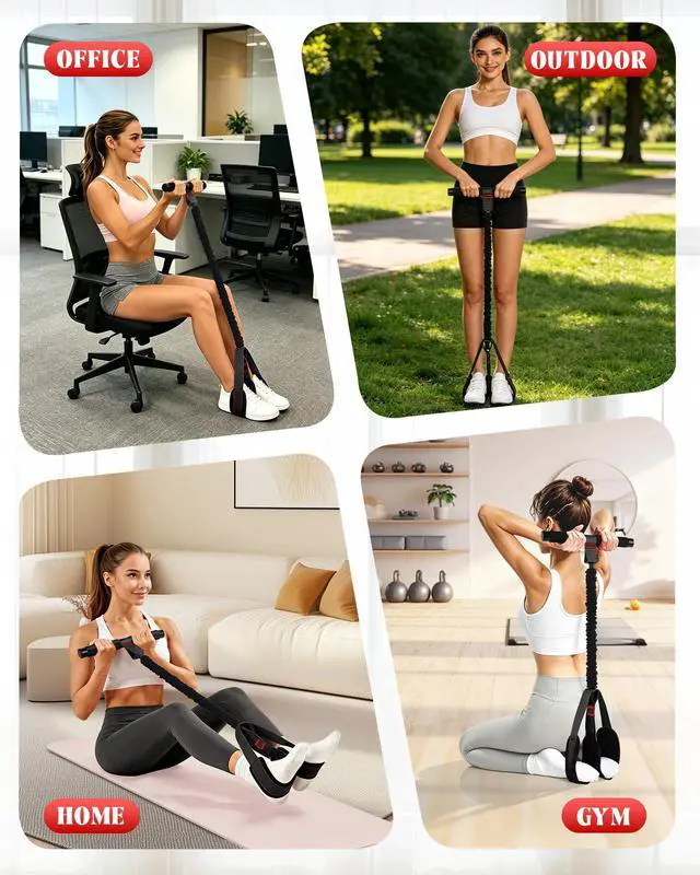 Alt view image 6 of 7 - Pedal Resistance Bands with Handles, 2026 Upgraded 55LBS Exercise Bands, Thickened Latex & Soft Foam Pedal for Core ABS Legs Arms, Physical Therapy Pilates, Sit Up Home Gym Fitness for Women Men