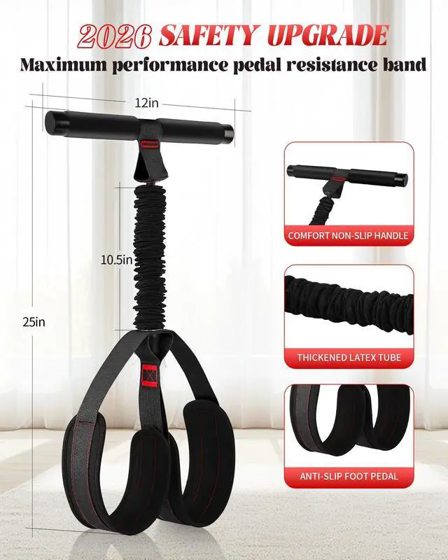 Alt view image 7 of 7 - Pedal Resistance Bands with Handles, 2026 Upgraded 55LBS Exercise Bands, Thickened Latex & Soft Foam Pedal for Core ABS Legs Arms, Physical Therapy Pilates, Sit Up Home Gym Fitness for Women Men