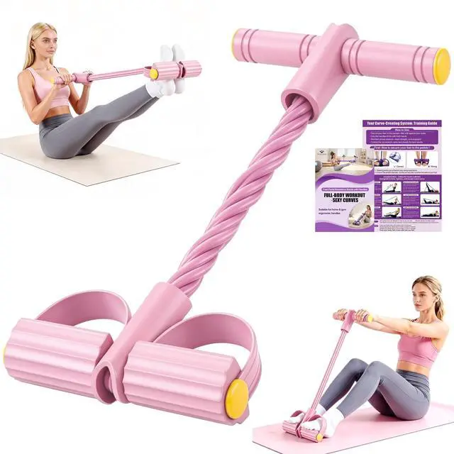 Main image of Foot Pedal Resistance Bands with Handles, 6-Tube Multifunction Exercise Bands, Durable Home Gym Fitness Equipment for Women & Men to Tone Abs, Core, Legs, Arms, Waist (Pink)