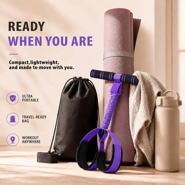 Alt view image 7 of 7 - Multifunctional Durable Pedal Resistance Band with Handle, Upgraded Elastic Exercise Bands for Home Gym, Anti-Snap Sit Up Equipment & Ab Trainer for Core/Arms/Legs/Glutes Workout for Women