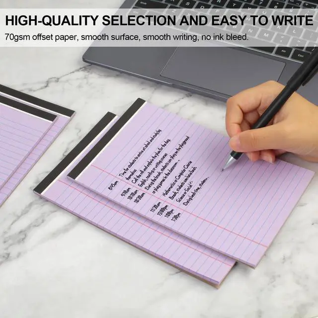Alt view image 2 of 2 - 6 PCS Small Legal Pads 5x8 Purple, Narrow Ruled Small Note Pads 5x8, Micro Perforated Writing Pad, College Ruled Legal Notepads 5x8 for Study, Office, To-Do Lists(30 Sheets/Small Notepad)