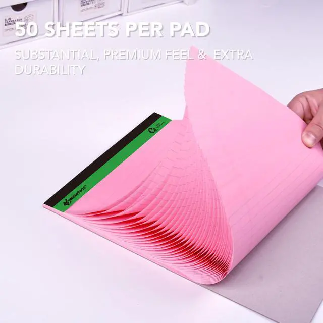 Alt view image 4 of 4 - Colored Legal Pads - 5"x8" Narrow Ruled, 50 Sheets/Pad (8 Pads), Recycled Paper Writing Pad with Sturdy Back, Small Size for Easy Organization and Portability, KSU-6887