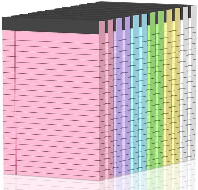 Main image of 12pcs Note Pads 5"x8",600 Sheets Small Legal Pad, Perforated Color Notepads